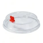 90mm PP Smooth Injection Molded Lid with Red Core Plug (Transparent)